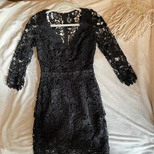 Black lace midi dress